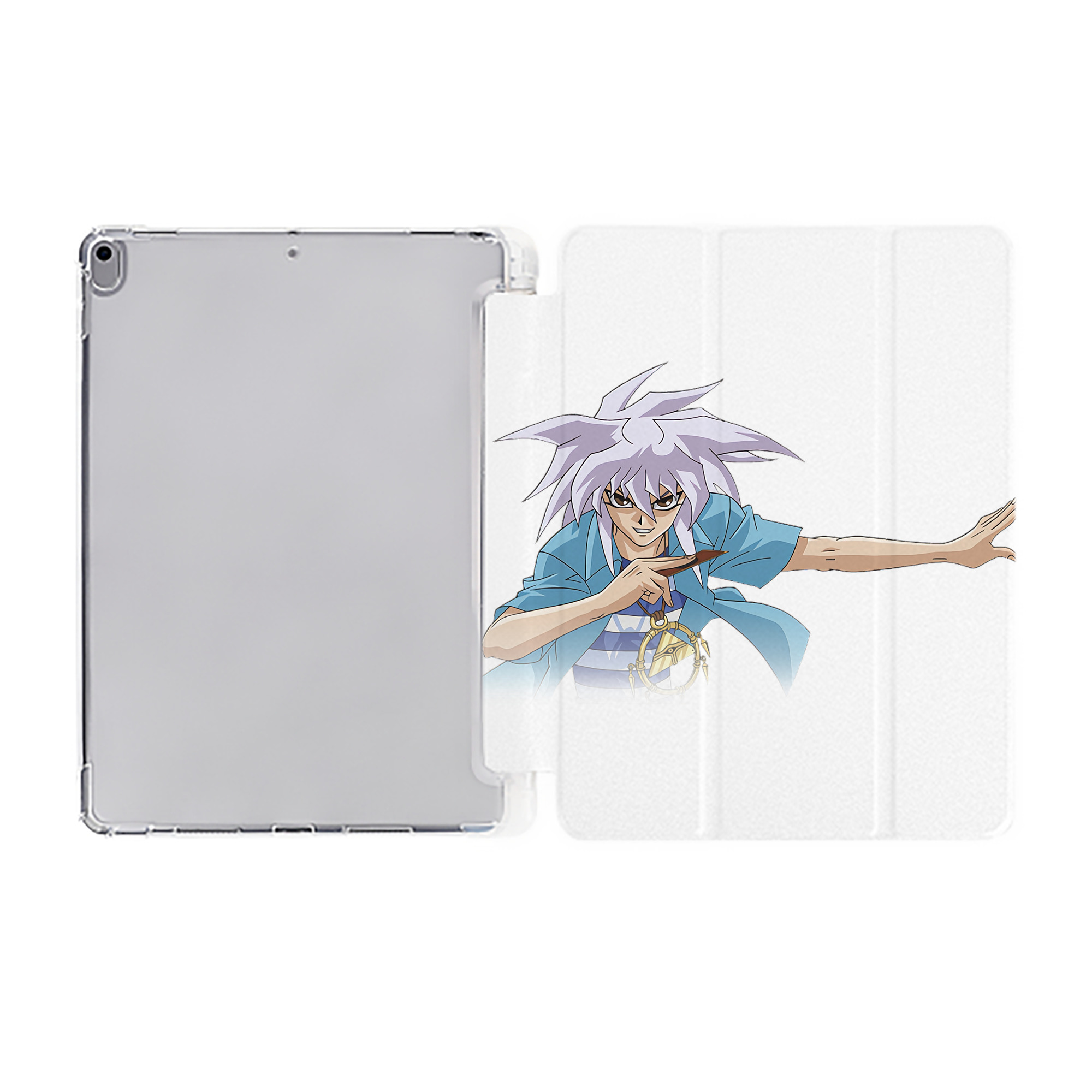 （画像用） 遊☆戯☆王 Yu-Gi-Oh! IPad ケース ペン収納付き 三つ折りスタンド PUレザー×シリコン 対応機種9.5/10.5/10.9インチ